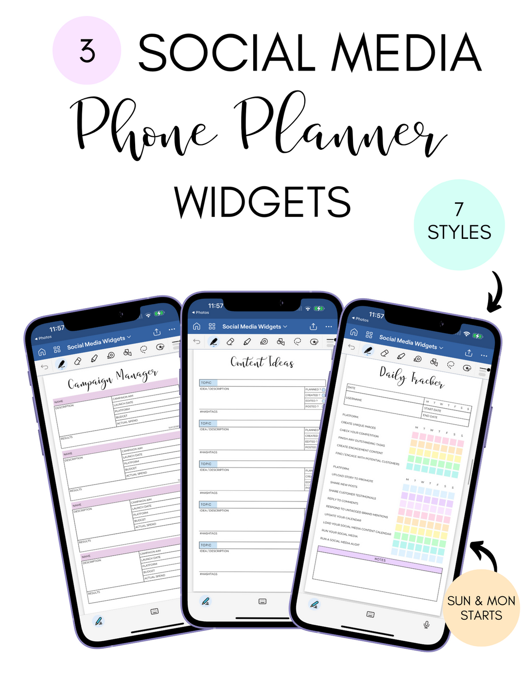 10 Phone Planner Widget Packs