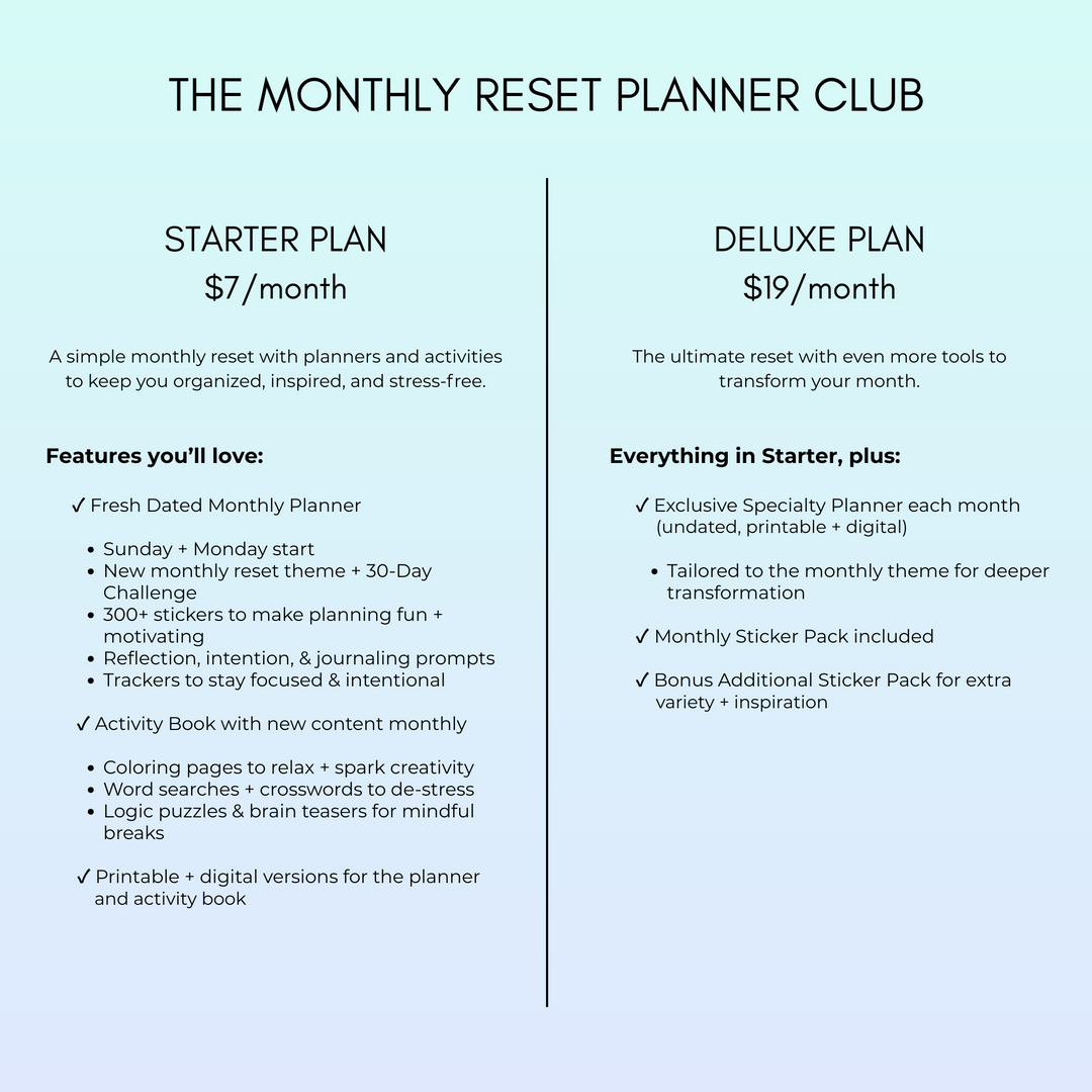 The Monthly Reset Planner Club