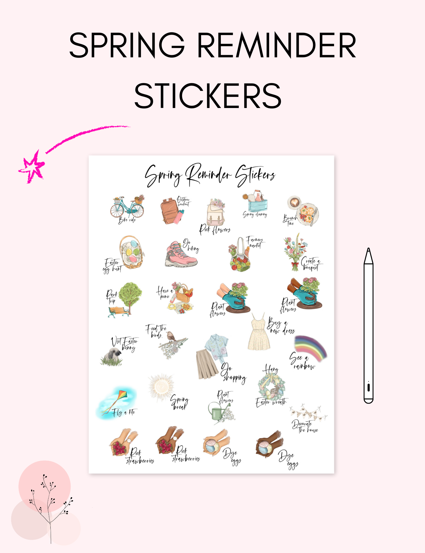 Spring Reminder Icon Digital Spring Reminder Stickers – Jessica Autumn Planners
