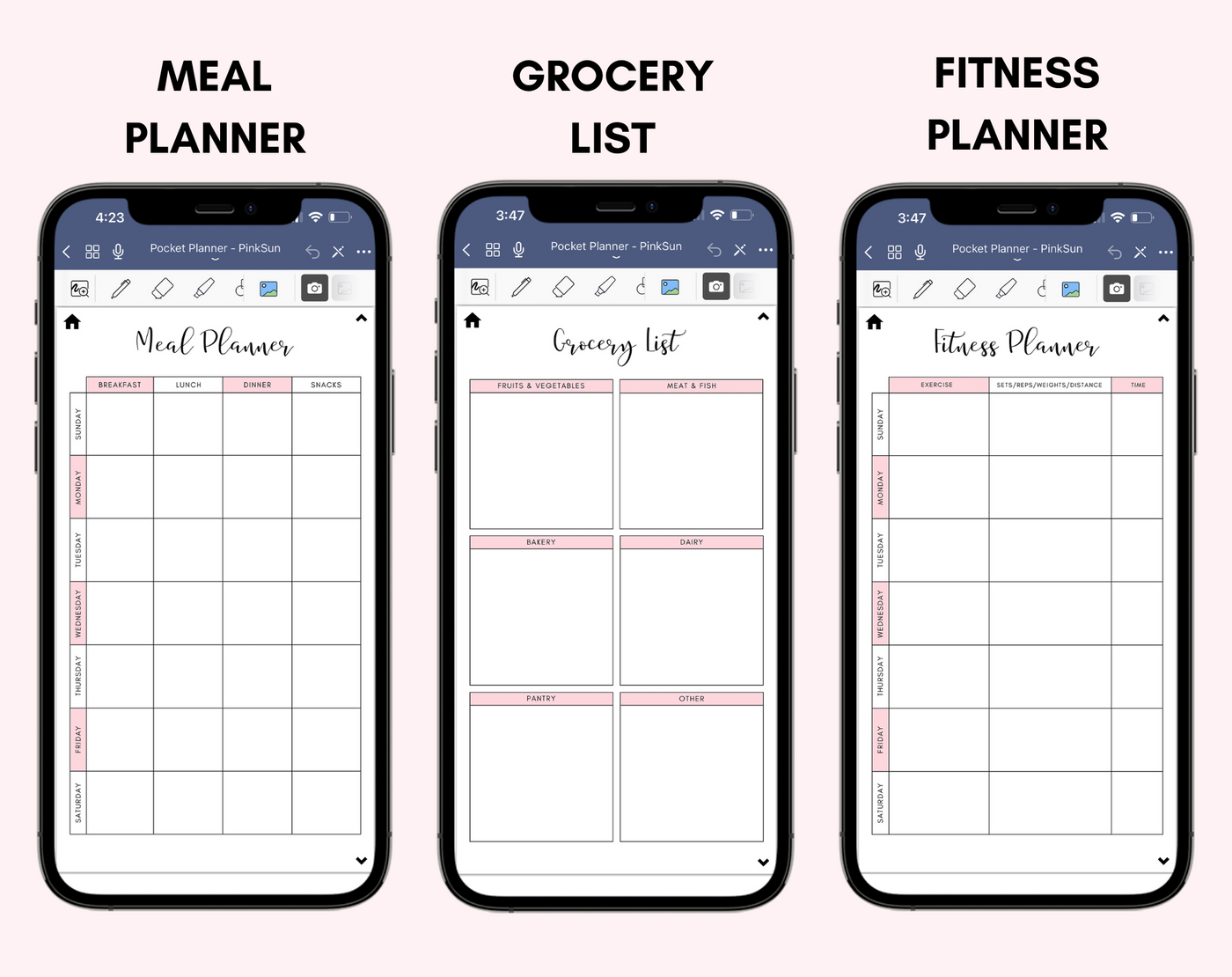 Digital Phone Planner Pink